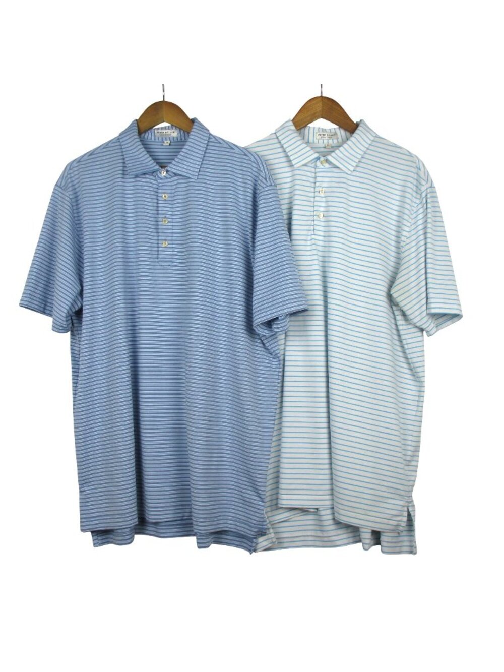 Peter Millar Men's XL Striped Polo Shirts Blue & White Summer Comfort Soft Knit
